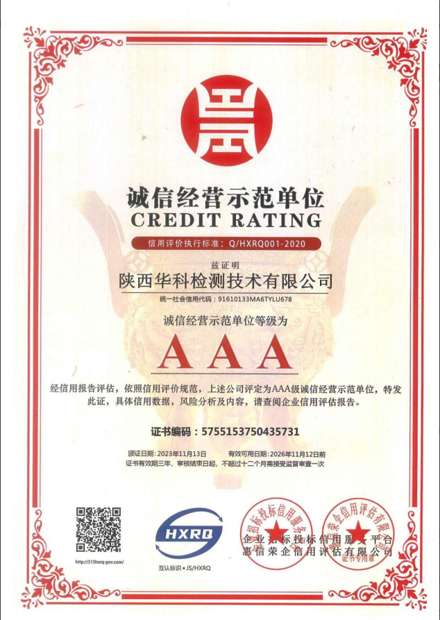 诚信经营示范单位